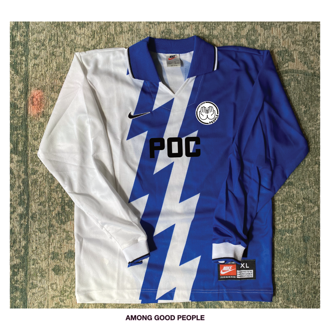 POC Vintage Football Shirt - Blue/White Long Sleeve